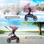 Infant Newborn Baby Stroller - 2 in 1 Pram Stroller with Reversible Seat, for 0-36 Months Babies (Pink) - Image 5