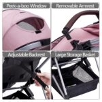 Infant Newborn Baby Stroller - 2 in 1 Pram Stroller with Reversible Seat, for 0-36 Months Babies (Pink) - Image 8