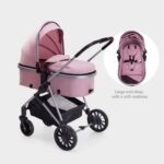 Infant Newborn Baby Stroller - 2 in 1 Pram Stroller with Reversible Seat, for 0-36 Months Babies (Pink) - Image 9