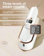 Travel Steamer Iron for Clothes - 1200W Handheld Size Portable Travel Steamer, 3 Steam Levels Clothes Steamer with LCD Screen, 10S Fast Heat-up Steamer for Dress Shirt Home Travel (White) - Image 5
