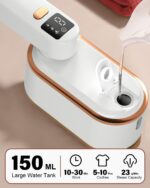 Travel Steamer Iron for Clothes - 1200W Handheld Size Portable Travel Steamer, 3 Steam Levels Clothes Steamer with LCD Screen, 10S Fast Heat-up Steamer for Dress Shirt Home Travel (White) - Image 7