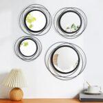 Hicarer 4 Pcs Decorative Round Modern Circle Mirror Wall Art Ring Metal Mirror Wall Mounted for Bedroom, Living Room, Entryway, Dining Room, Hallway (Black) - Image 8