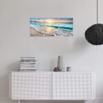 TutuBeer 3 Panel Beach Canvas Wall Art for Home Decor Blue Sea Sunset White Beach Painting the Picture Print on Canvas Seascape the Pictures for Home Decor Decoration,Ready to Hang - Image 4