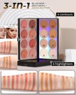 16 Colors Contour Palette，Blush Highlighter Bronzer Powder All in one Makeup Palettes，Blendable Matte Shimmer Illuminator Palette for Sculpting the Face and Create a Glowing Look Makeup - Image 4