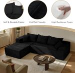 Black Sectional Couches for Living Room, Boneless Couch with L-Shape Chaise, Modular Sofa in Box with Deep Seat, No Assembly Required - Image 4