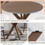 Tangkula Mid-Century Modern Round Dining Table Set for 2, Wooden Kitchen Table & 2 Chairs with Cushioned Seats, Compact 3-Piece Dining Set for Small Spaces, Kitchen, Living Room - Image 5