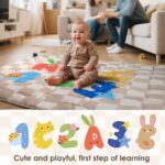 Baby Play Mat, Foldable Play Mats for Floor, 50x50 Inches Crawling Mat for Playpen with Anti-Slip Bottom, Machine Washable, Thicken Padding Foam Playmats for Babies and Toddlers (Sand Checks) - Image 3