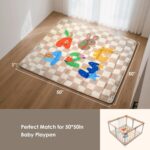 Baby Play Mat, Foldable Play Mats for Floor, 50x50 Inches Crawling Mat for Playpen with Anti-Slip Bottom, Machine Washable, Thicken Padding Foam Playmats for Babies and Toddlers (Sand Checks) - Image 8
