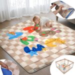 Baby Play Mat, Foldable Play Mats for Floor, 50x50 Inches Crawling Mat for Playpen with Anti-Slip Bottom, Machine Washable, Thicken Padding Foam Playmats for Babies and Toddlers (Sand Checks) - Image 9