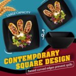 Teivio 16-piece Plastic Wheat Straw Square Dinnerware Set for 4, Unbreakable Dinner Plates, Salad Plates, Snack Bowls, Tumblers 13.5 oz, Dishwasher Safe, Kitchen Outdoor Camping,Black - Image 6