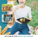 Teivio 16-piece Plastic Wheat Straw Square Dinnerware Set for 4, Unbreakable Dinner Plates, Salad Plates, Snack Bowls, Tumblers 13.5 oz, Dishwasher Safe, Kitchen Outdoor Camping,Black - Image 7