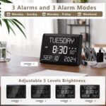 Raynic Digital Clock, 11.5" Large Display Calendar Clock with Day and Date, Indoor Temperature, Adjustable Brightness, Snooze,12/24H, DST for Home, Office, Elderly - Image 6