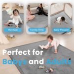 1.3" Thick Baby Play Mat for Floor Playpen, 50x50 Foam Tummy Time Mat, Padded Support Soft Plush Nursery Rug for Infant Kids Toddler Crawling Kick Activity (Dark Grey) - Image 4