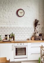 Infinity Instruments LTD. Retro 9 inch Silent Sweep Non-Ticking Mid Century Modern Kitchen Diner Wall Clock Quartz Movement Retro Wall Clock Decorative (Red)… - Image 6