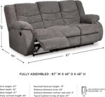 Signature Design by Ashley Tulen Modern Manual Pull Tab Reclining Sofa, Dark Gray - Image 4