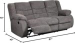 Signature Design by Ashley Tulen Modern Manual Pull Tab Reclining Sofa, Dark Gray - Image 15