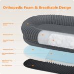 Human Dog Bed for Adult, Reversible 2 Layer Gel Infused Orthpedic Memory Foam, Washable Faux Fur, Plump Edge with Blanket, Storage Pocket, Strap, 71"x41.3"x11", Medium Gray - Image 4