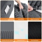 Human Dog Bed for Adult, Reversible 2 Layer Gel Infused Orthpedic Memory Foam, Washable Faux Fur, Plump Edge with Blanket, Storage Pocket, Strap, 71"x41.3"x11", Medium Gray - Image 8