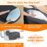 Human Dog Bed for Adult, Reversible 2 Layer Gel Infused Orthpedic Memory Foam, Washable Faux Fur, Plump Edge with Blanket, Storage Pocket, Strap, 71"x41.3"x11", Medium Gray - Image 9