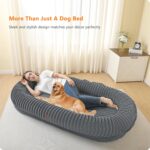 Human Dog Bed for Adult, Reversible 2 Layer Gel Infused Orthpedic Memory Foam, Washable Faux Fur, Plump Edge with Blanket, Storage Pocket, Strap, 71"x41.3"x11", Medium Gray - Image 10