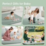 Baby Play Mat for Floor, 50x50 Vegan Leather Playpen Mat, Thickened Foam Cushioned Mat for Infants and Toddlers, Waterproof, Non-Slip & Stylish Playmat for Babies, Easy to Clean, Green - Image 4