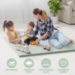 Baby Play Mat for Floor, 50x50 Vegan Leather Playpen Mat, Thickened Foam Cushioned Mat for Infants and Toddlers, Waterproof, Non-Slip & Stylish Playmat for Babies, Easy to Clean, Green - Image 5