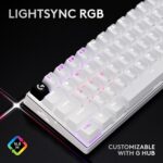 Logitech G PRO X 60 Lightspeed Wireless Gaming Keyboard, Ultra Compact TKL 60% Mechanical Keyboard for Windows PC, LIGHTSYNC RGB, Dual-Shot PBT Keycaps, GX Optical Tactile Switches - White - Image 9