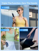 JISULIFE Handheld Mini Fan, 3 IN 1 USB Rechargeable Portable Fan [12-19 Working Hours] with Power Bank, Flashlight, Pocket Design for Travel/Summer/Concerts/Lash, Gifts for Women (Dark Blue) - Image 3