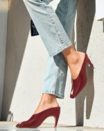 Coutgo Womens Kitten Heels Mules Open Peep Toe Slide Sandals Slip On Summer Dress Shoes - Image 4