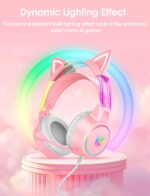 Lightweight Gaming Headset with Detachable Cat Ears, RGB Lighting, Wired Over Ear Headphones with Mic for PC, PS4, PS5, Switch, Stereo Surround Sound, Self-Adjusting Headband - Image 4