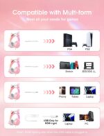 Lightweight Gaming Headset with Detachable Cat Ears, RGB Lighting, Wired Over Ear Headphones with Mic for PC, PS4, PS5, Switch, Stereo Surround Sound, Self-Adjusting Headband - Image 7