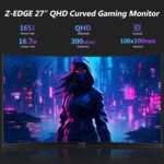 Z-Edge 27 inch Curved Gaming Monitor, QHD 1440P 165Hz 144Hz Curved 1500R Computer Monitor, MPRT 1ms Monitor Gaming, 16.7M Colors, UG27Q Frameless Bezel, 2X DP 1.4 Ports and 2X HDMI 2.0 Ports - Image 9
