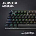 Logitech G PRO X TKL LIGHTSPEED Wireless Gaming Keyboard, Ultra-Portable Tenkeyless Design, LIGHTSYNC RGB, PBT keycaps, Tactile Switches (GX Brown) - Black - Image 4