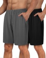 2 Pack Mens Gym Basketball Shorts - Athletic Black Workout Quick Dry Shorts with Pockets for Casual Running - Image 2