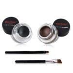 2 in 1 Black and Brown Gel Eyeliner Set Water Proof Smudge Proof, Last for All Day Long, Work Great with Eyebrow, 2 Pieces Eye Makeup Brushes Included - Image 2