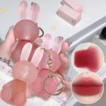 3 Colors Cute Rabbit Matte Liquid Lipstick set, Velvet Lip Glaze 2 in 1 Key Chain Bunny Lip Gloss Lip Stain,Waterproof Long Lasting Non-Stick Cup Lip Clay for Kids Girls - Image 2