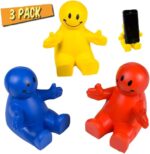 4" Fun Colorful Squeezable Smile Face Guy Phone Holders (3 Pack) Stress Relief Desk Accessories, Flexible Silicone Stand for Smartphones & Tablets, Fun Gifts for Home or Office - Image 2