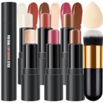 6 Colors Cream Contour Stick Makeup Kit,Shades and Highlighter,Blush and Bronzer Contour Stick for Sculpt the Cheeks,Long Lasting,Waterproof,Matte & Dewy Finish for Woman (SET C) - Image 2