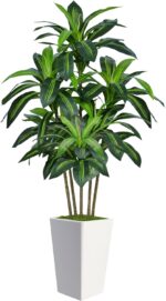 6FT Artificial Dracaena Tree, Fake Tree Indoor with White Tall Planter,Tall Artificial Plants Indoor,Artificial Silk Tree for Home Office Decor,Housewarming Gift (White) - Image 2