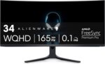 Alienware AW3423DWF Curved QD-OLED Gaming Monitor - 34-inch Quantum Dot OLED 0.1Ms 165Hz 21:9 Curved Display, 99.3% DCI-P3 Color Gamut, VESA DisplayHDR True Black 400, AMD FreeSync Premium Pro - Black - Image 2