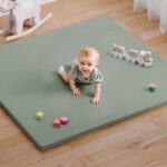 Baby Play Mat for Floor, 50x50 Vegan Leather Playpen Mat, Thickened Foam Cushioned Mat for Infants and Toddlers, Waterproof, Non-Slip & Stylish Playmat for Babies, Easy to Clean, Green - Image 2