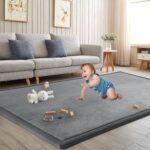 Baby Play Mat for Floor Tummy Time Nursery Rug Muscle Mat Area Rug Playroom Tatami 50 * 50" Memory Foam 1.3" Thick Crawling For Babies,Toddlers, Infants, Kids,Floor Mat(Grey) - Image 2