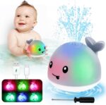 Bath Toys for Kids Ages 1-3 - 1 2 3 Year Boys Girls Gifts | Christmas Stocking Stuffers 6-12-18 Months | Light Up Whale Bath Toy Sprinkler Toddler Bathtub Pool Water Table Toys - Image 2