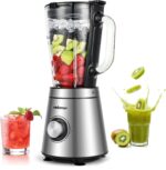 Blender,Blenders for Kitchen,Glass Blender for Shakes and Smoothies,crush ice,51 oz Glass Jar,Simple Speed Dial,6 Stainless Steel Blades, Ice Crusher with Speed Control, Silver. - Image 2