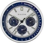 Bulova Lunar Pilot Wall Clock C1971 | Matte Silver Finish |Temperature & Hygrometer Display | Silent Sweep Quartz Movement | 13.75-Inch - Image 2
