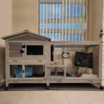 Bunny Cage Indoor and Outdoor Rabbit Hutch with Casters Waterproof Roof, Pull Out Tray from Back and Front 61.2" L x 22.6" W x 33.5" H - Image 2