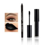 CAHIUYOA Black Matte Lipstick Lip Liner Set,Liquid Lipstick Lip Gloss Smudge Proof for Halloween Cosplay Goth Makeup,Waterproof and Long Lasting Black Lip Liner and Lipstick Set - Image 2