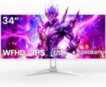 CRUA 34'' Ultrawide Gaming Monitor 120HZ, 21:9 WFHD 2560X1080 IPS Panel Computer Monitors with Built-in Speakers, Support AMD FreeSync, 120% sRGB, DP1.4 & HDMI1.4, Wall Mountable Installs-White - Image 2