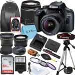 Canon EOS T100/4000D DSLR Camera with EF-S 18-55mm Lens, SanDisk Memory Card, Tripod, Flash, Backpack + ZeeTech Accessory Bundle (Canon 18-55mm, SanDisk 64GB) (Renewed) - Image 2