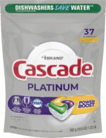 Cascade Platinum Power Boost Dishwasher Pods, Dishwasher Detergent, Dishwasher Soap, Dish Tabs, Dishwashing Tablets, Dish Detergent, Lemon, Actionpacs, 37 Count - Image 2